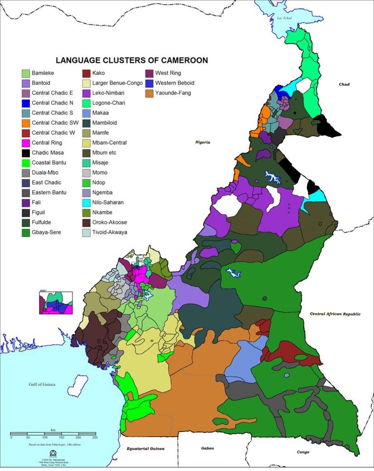 Карта на Камерун език