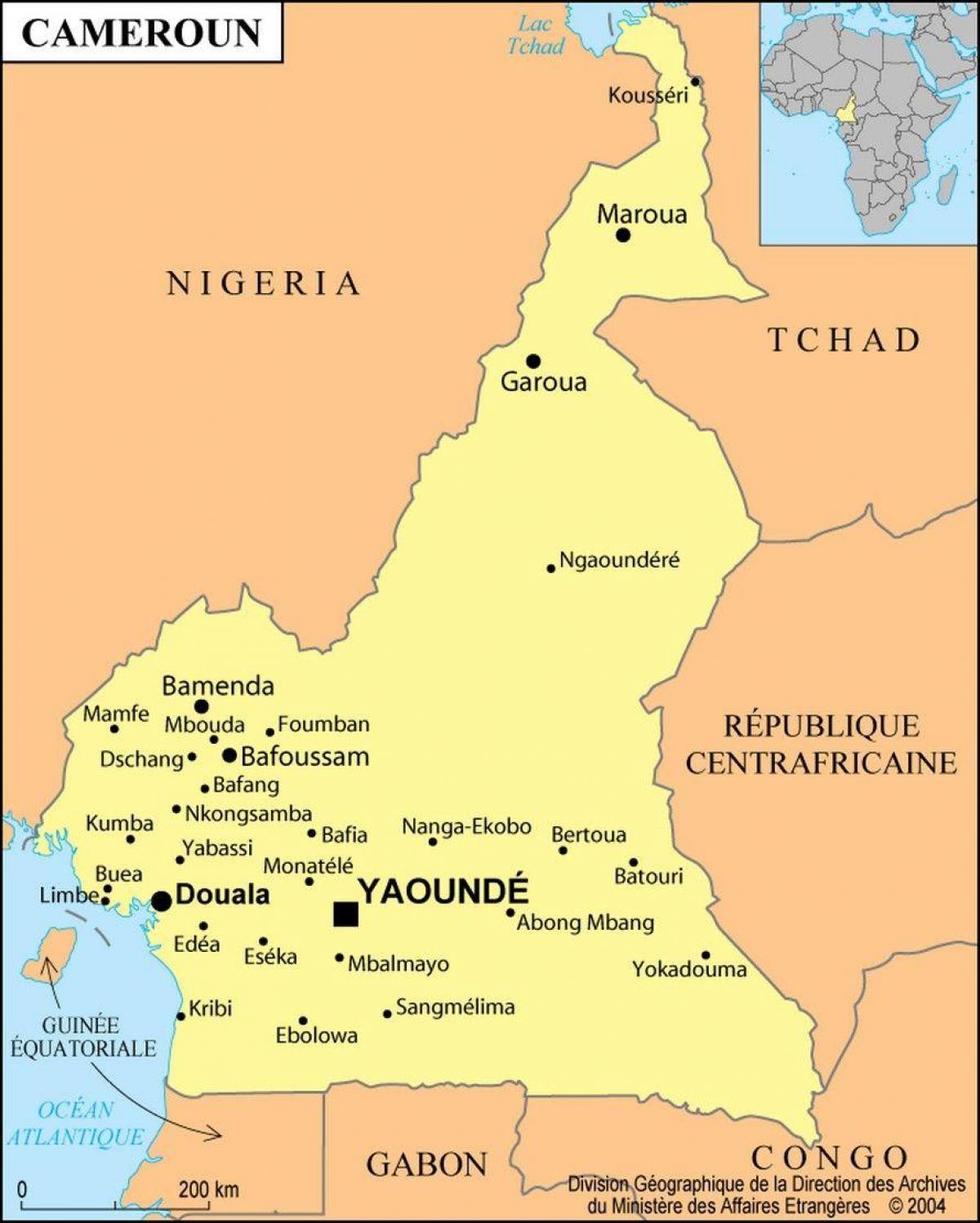 Карта на дуала, Камерун