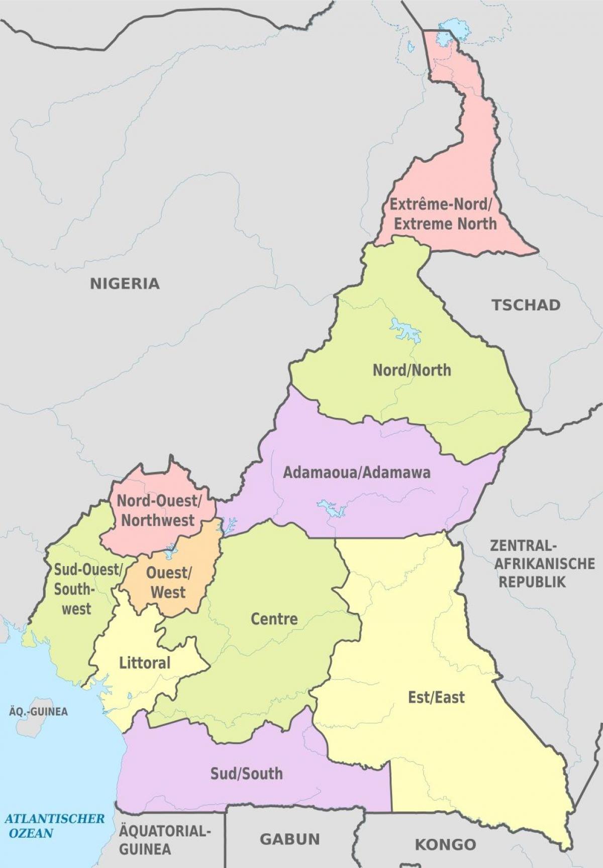 Карта на административно-Камерун